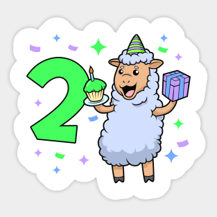 I am 2 with sheep - girl birthday 2 years old Sticker